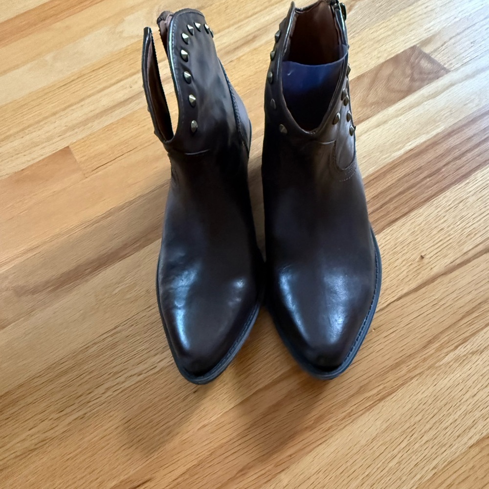 Lucky Brand Brown Ankle Booties with Stud Accents